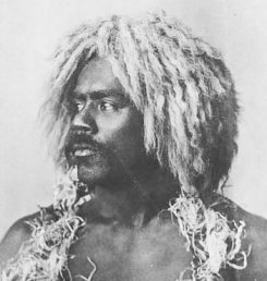 The male Beauty Fiji islands postcard 1890, Head Tribe